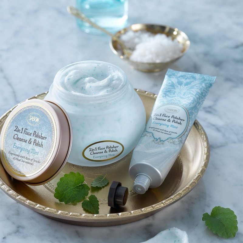 SABON 臉部二合一磨砂膏60ML-薄荷 (盒裝)