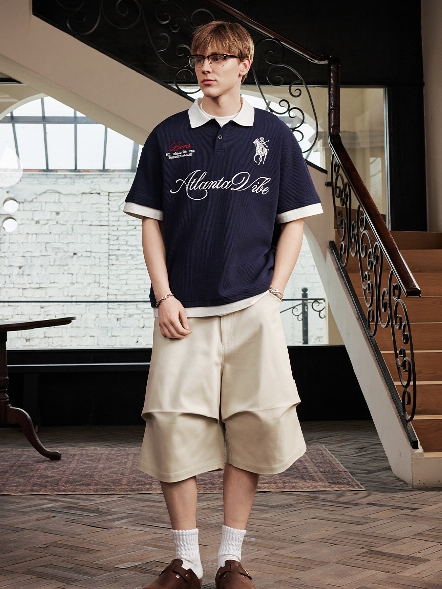 harsh and cruel 2025SS 韓系 復古字體 學院風 假兩件polo衫