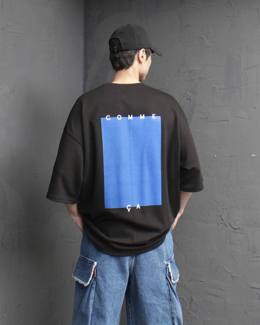 COMME方形色塊寬鬆T恤