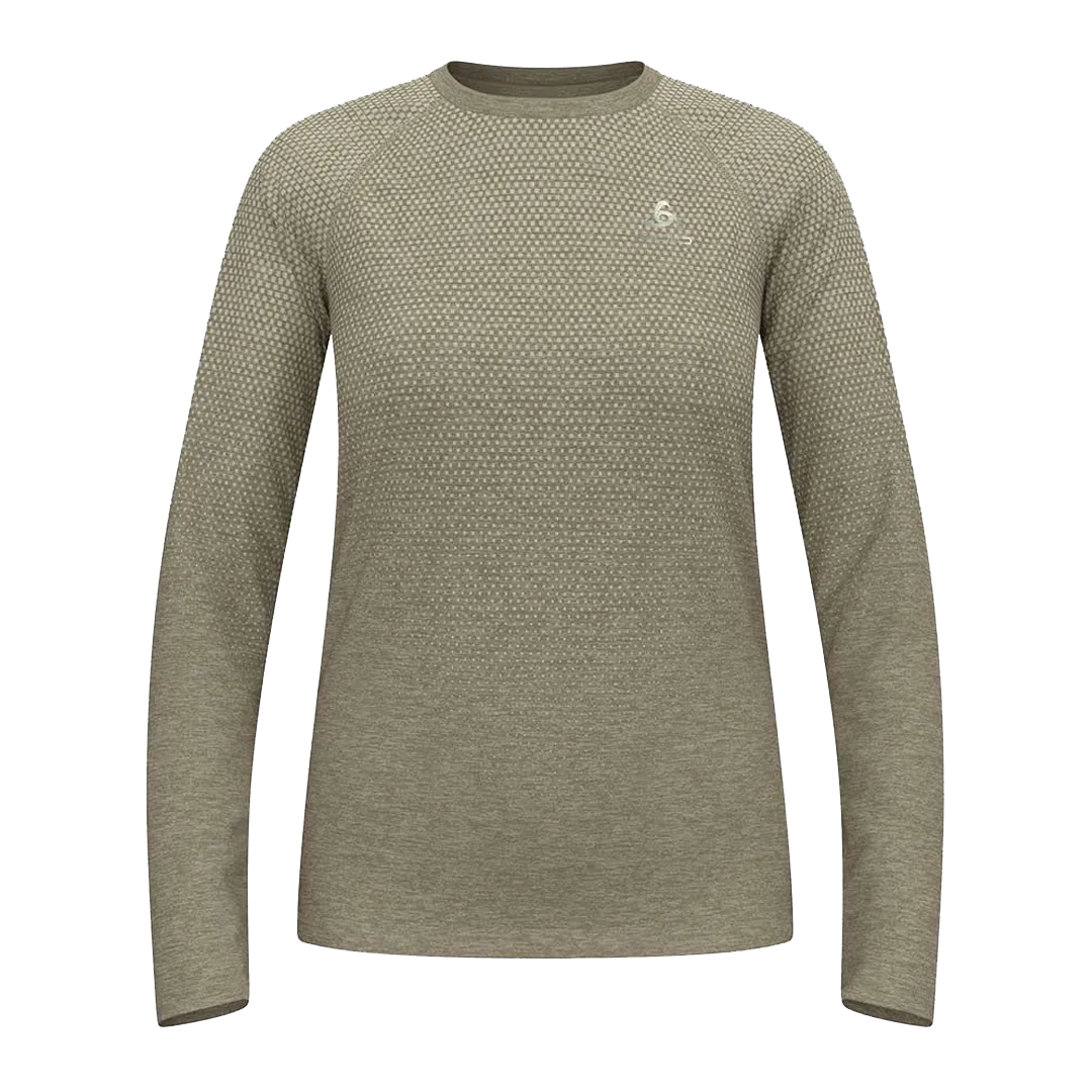 ODLO 瑞士 SEAMLESS 無縫編織長袖T-SHIRT 女款 (草灰麻花色) 10OD313931