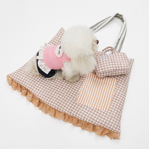 Louisdog 包包造型墊（咖啡格紋)