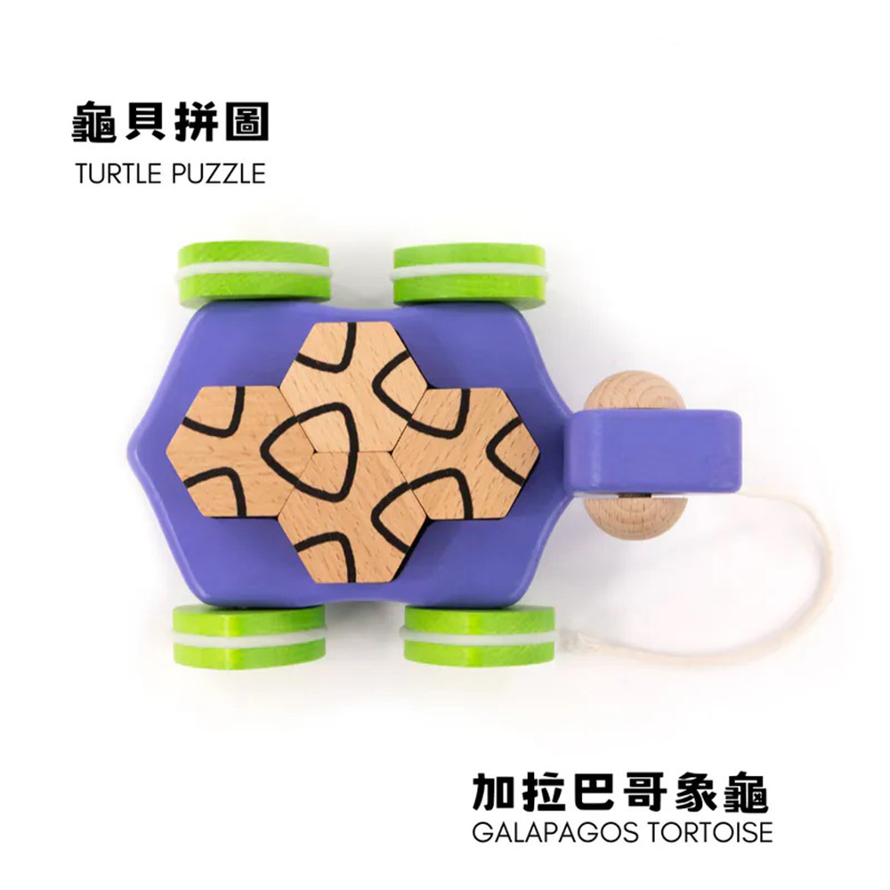 【BAJO】動物系列 | 大眼滾滾拼圖海龜-拉繩玩具