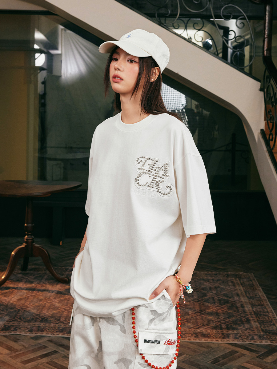 harsh and cruel 2025SS 水鑽字體 情侶款 短袖