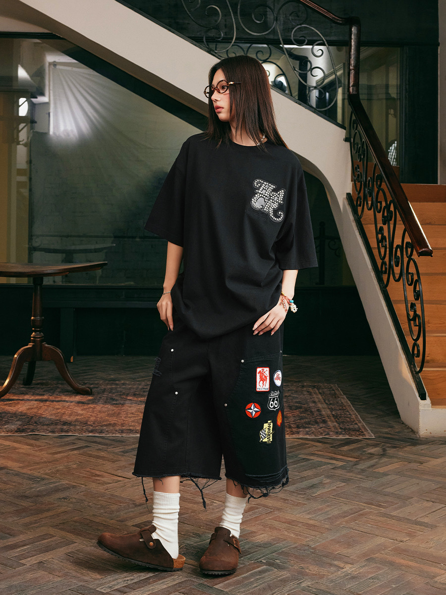 harsh and cruel 2025SS 水鑽字體 情侶款 短袖