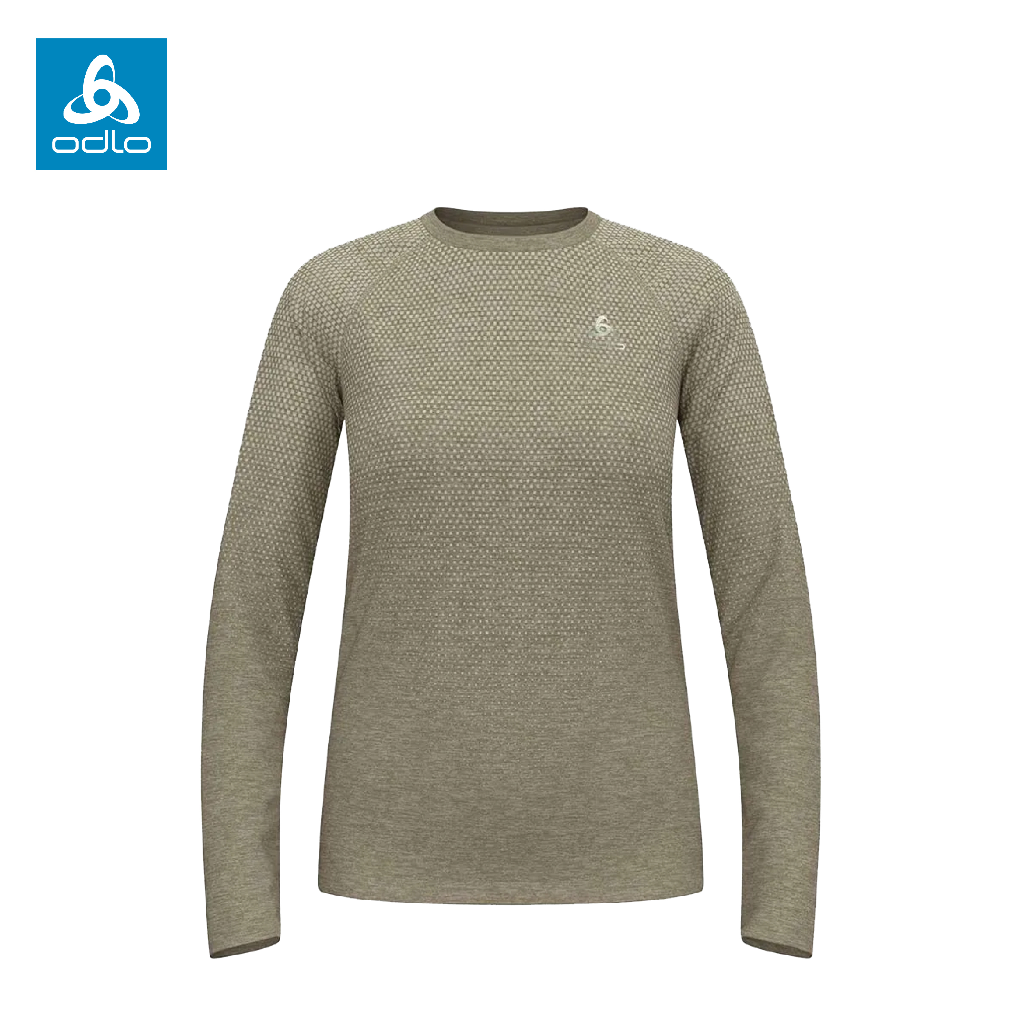 ODLO 瑞士 SEAMLESS 無縫編織長袖T-SHIRT 女款 (草灰麻花色) 10OD313931