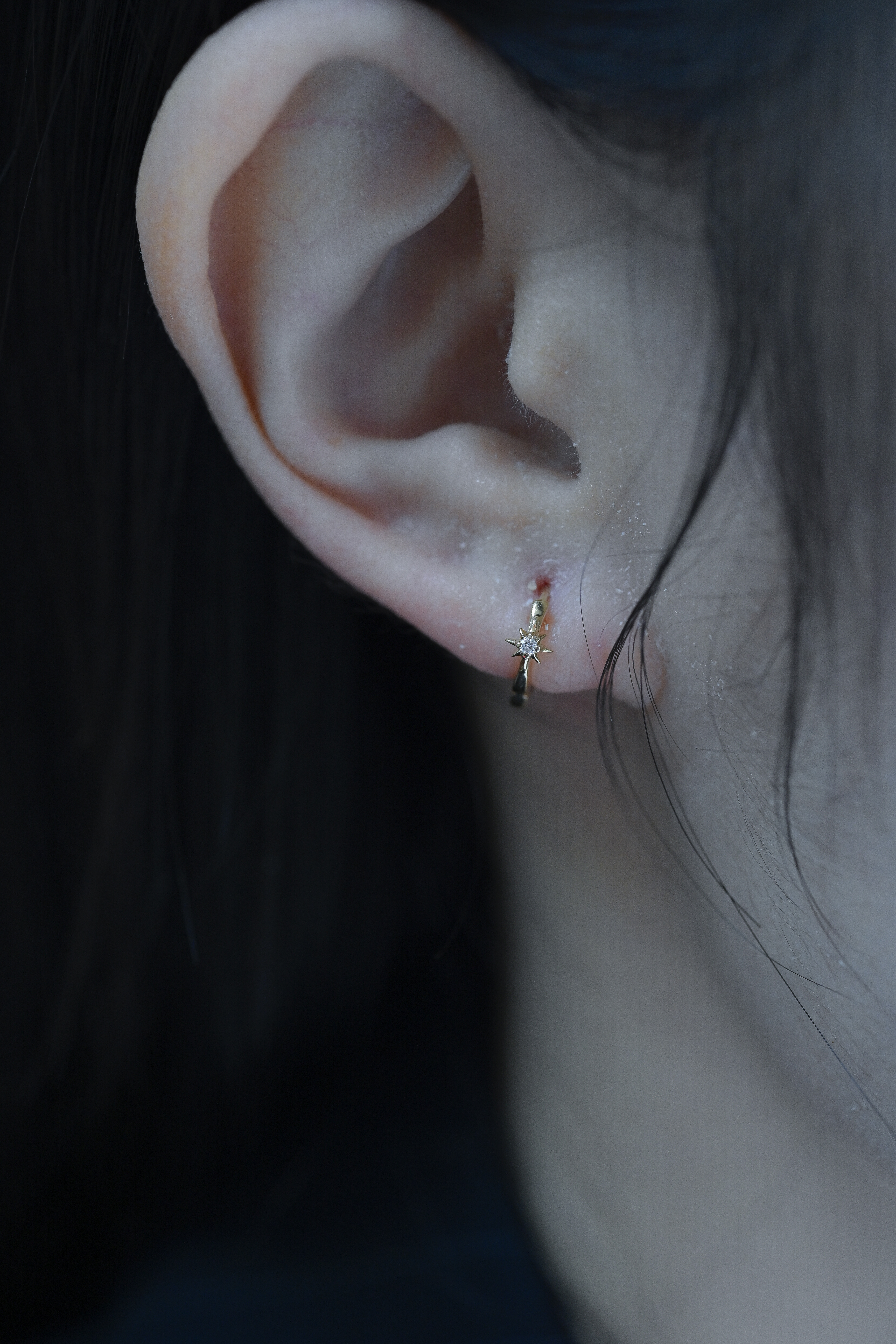 18K Mini Star Hoop Earring