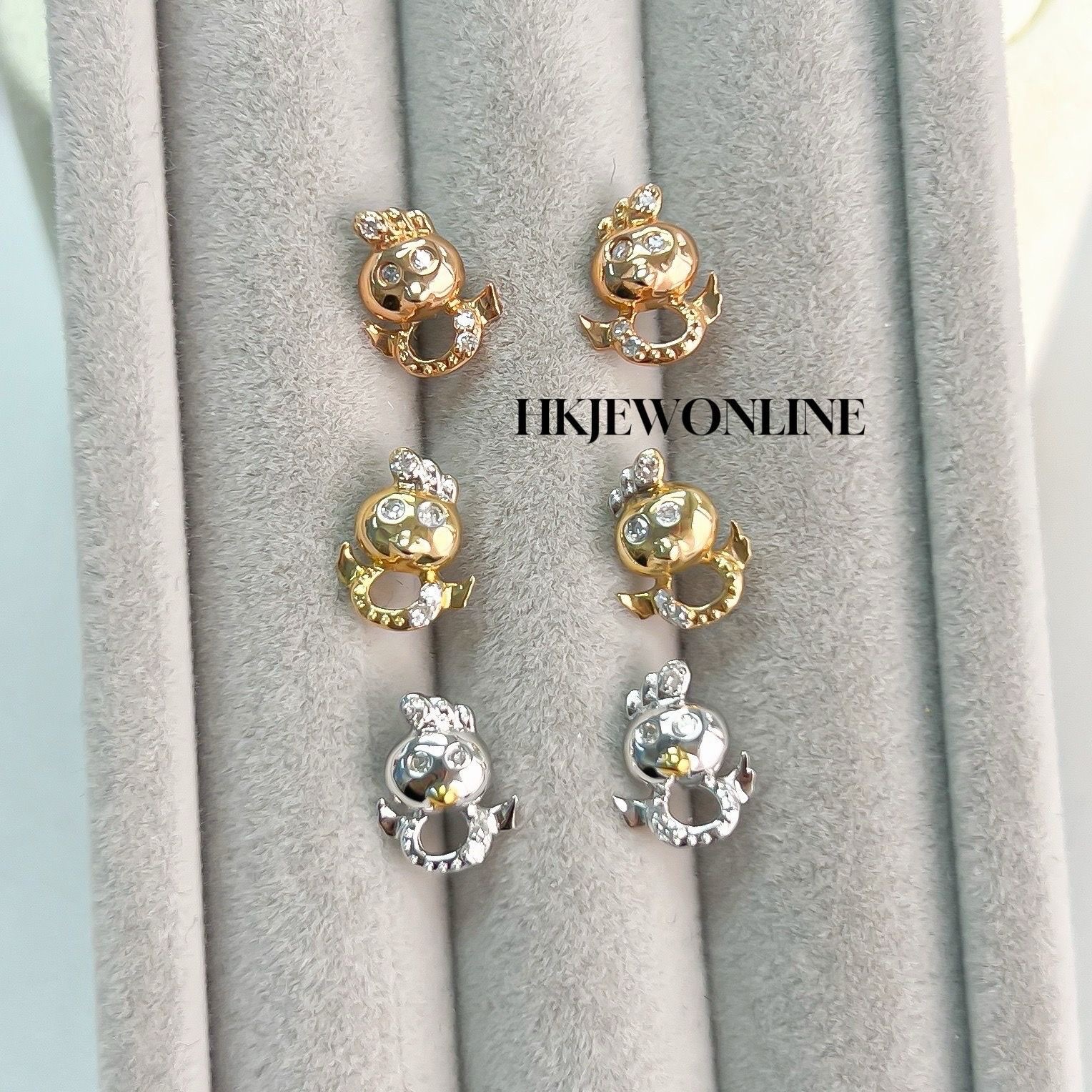 🐥 14K White Gold / Yellow Gold / Rose Gold Chick Earrings 🐣