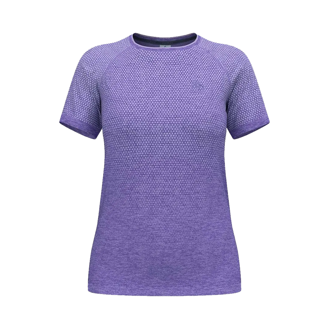 ODLO 瑞士 銀離子無縫編織SEAMLESS短袖T-SHIRT 女款 (派對紫麻花色) 10OD313941