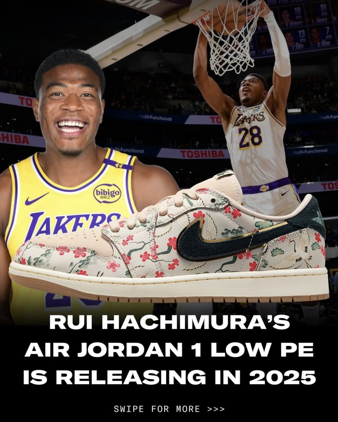 Rui Hachimura x Jordan 1 Retro Low OG 聯名款 仙鶴 男女尺寸 HV8293-100