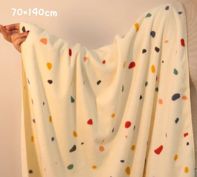 《5808》多巴胺點點珊瑚絨毛巾/浴巾/乾髮帽