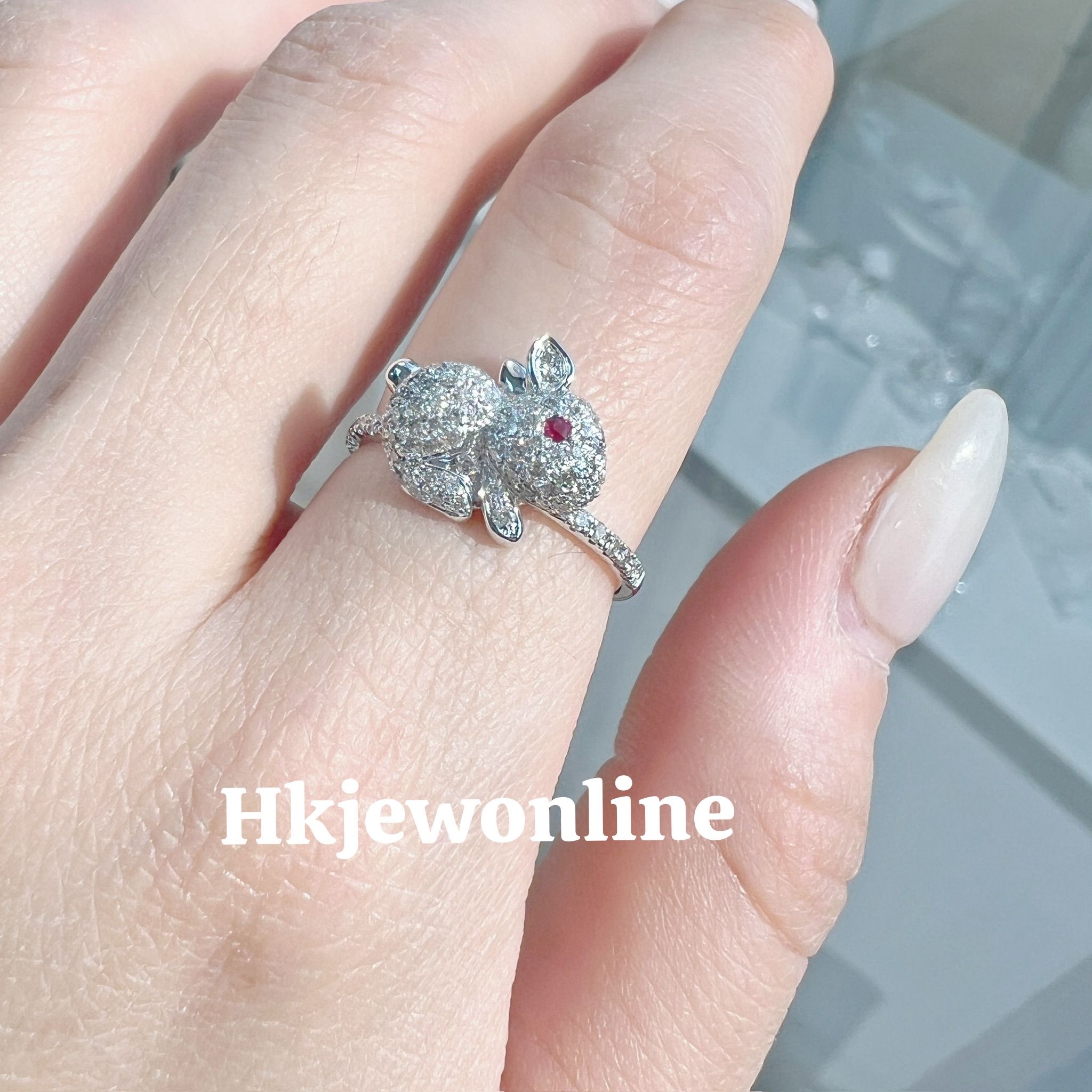 🐰18K White Gold Rabbit Diamond Ring / Necklace