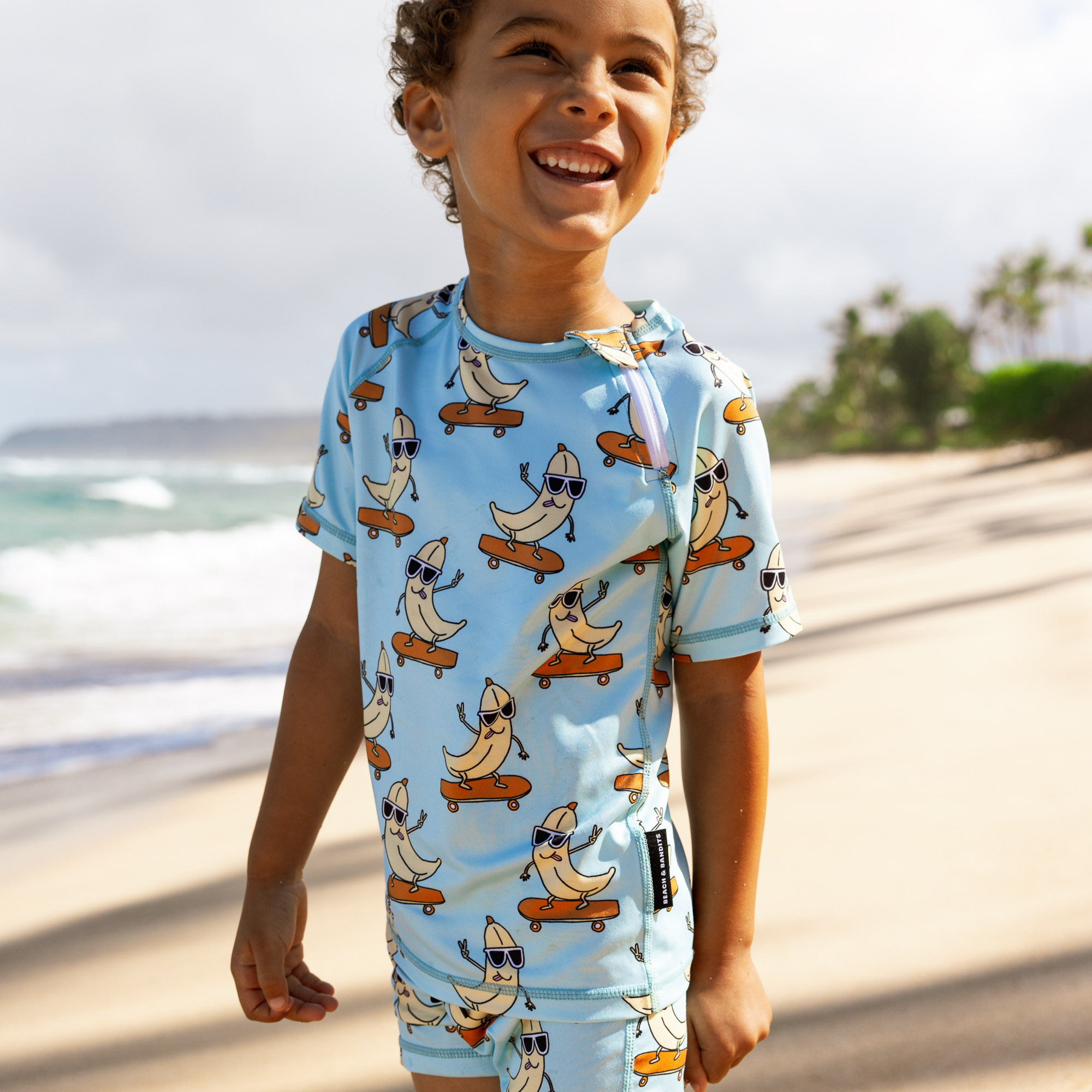 〖 Beach&Bandits 〗水藍酷香蕉防曬兩件式泳衣