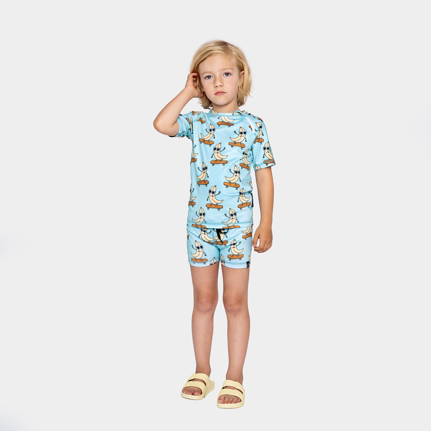 〖 Beach&Bandits 〗水藍酷香蕉防曬兩件式泳衣