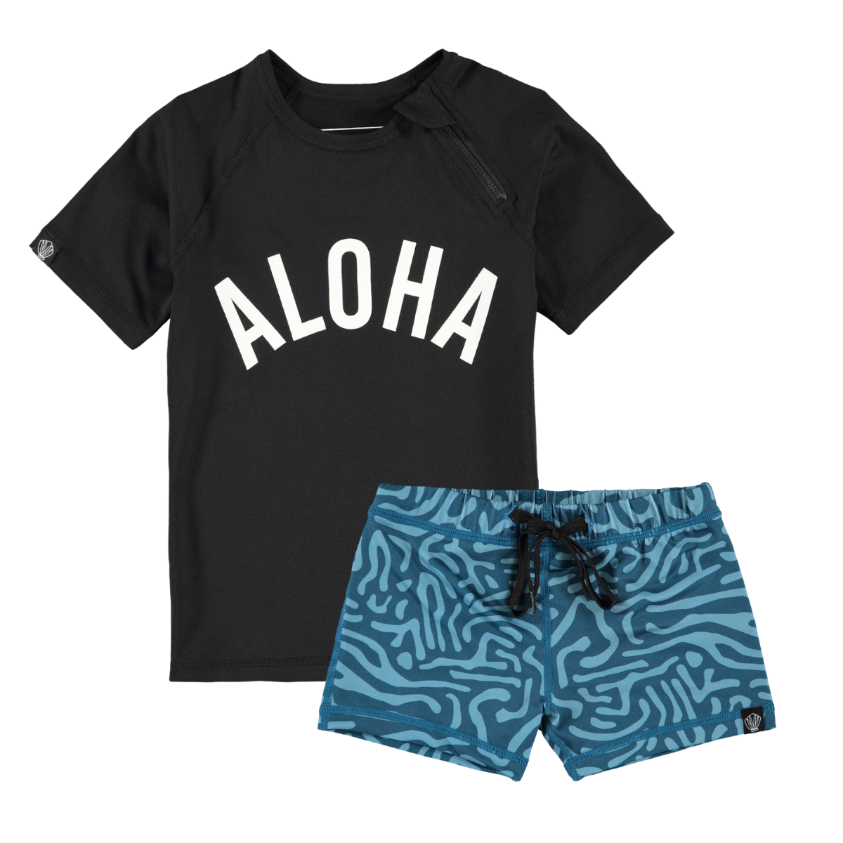 〖 Beach&Bandits 〗黑色字母海流防曬兩件式泳衣