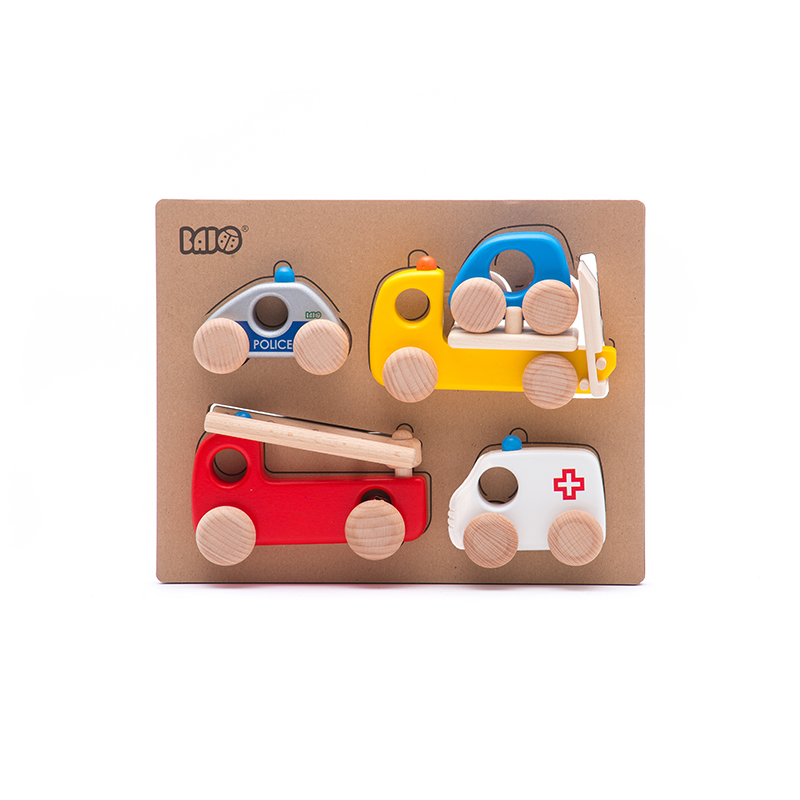 BAJO 交通工具系列-救援隊木玩車禮盒(4台)