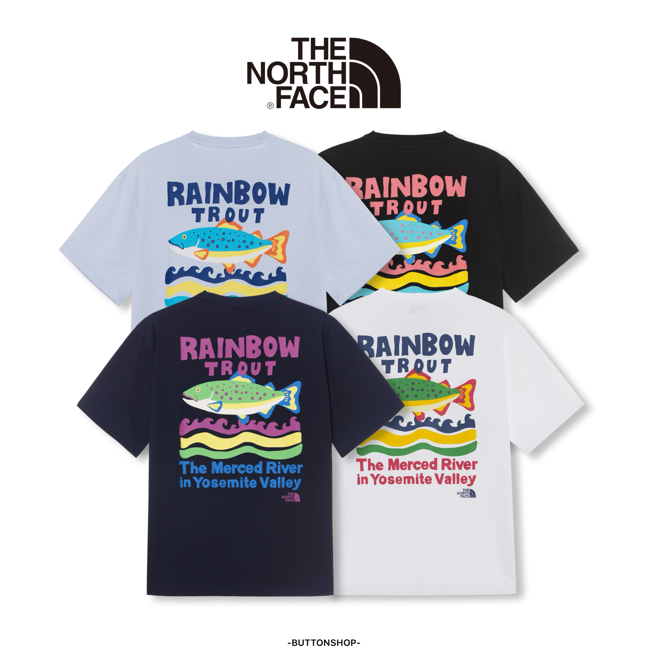 The North face RIVER MATE S/S R/TEE 北臉虹鱒魚圖案短tee