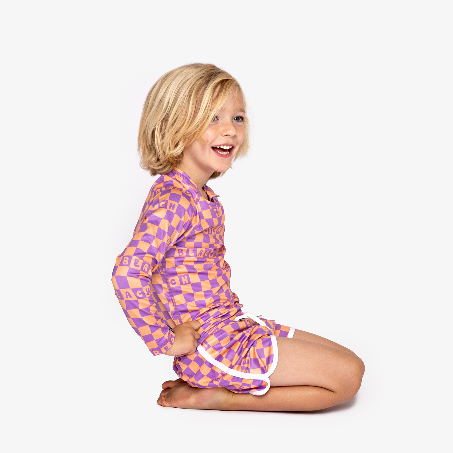 〖 Beach&Bandits 〗粉紫橘格紋海灘泳褲