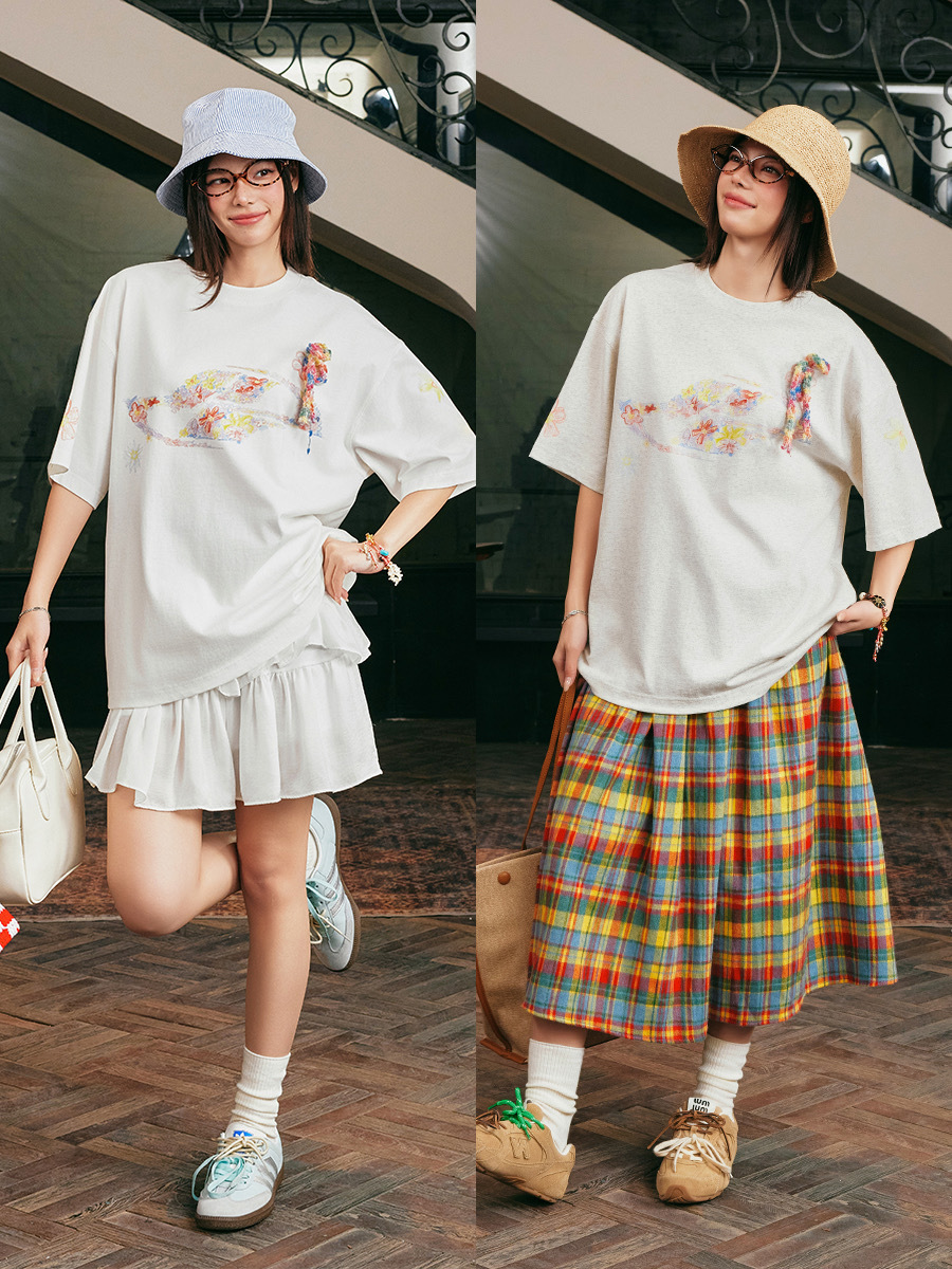 harsh and cruel 2025SS 蠟筆彩繪 花繪塗鴉 短袖