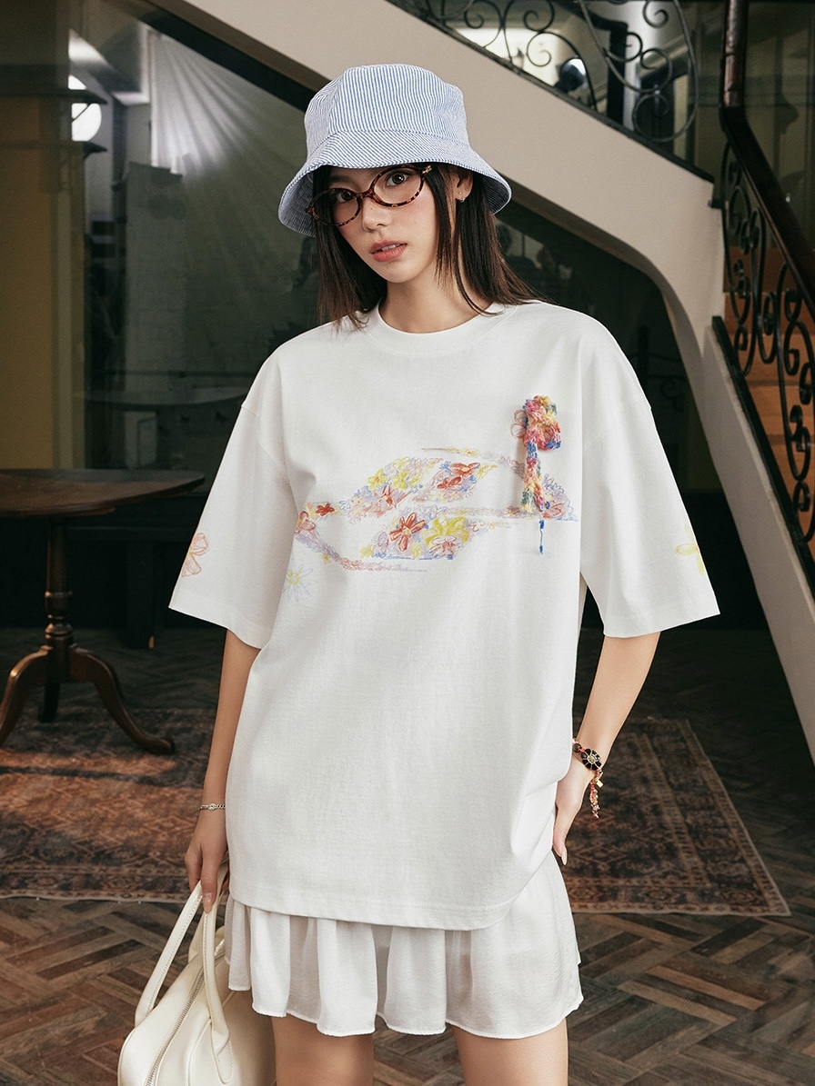 harsh and cruel 2025SS 蠟筆彩繪 花繪塗鴉 短袖