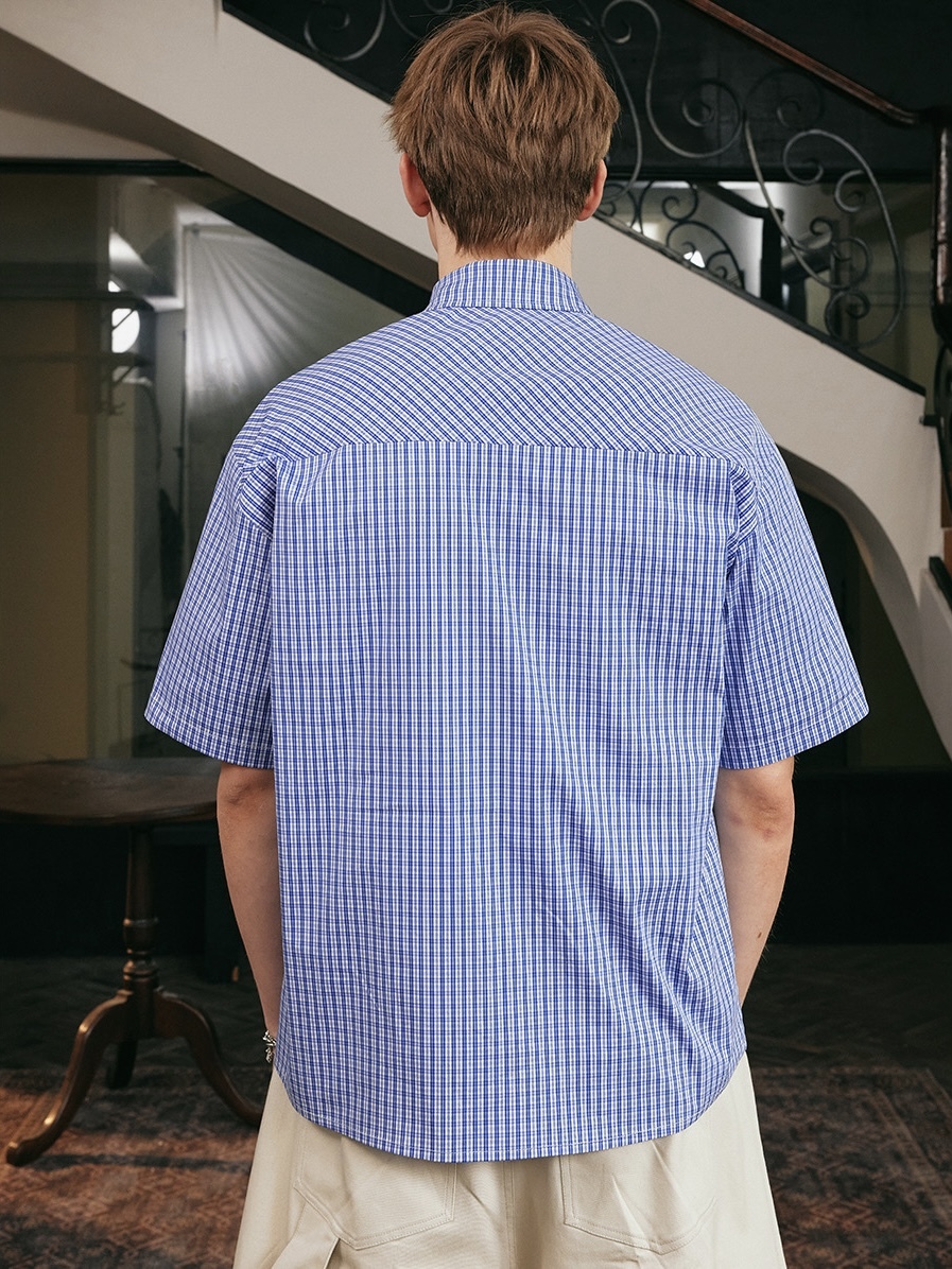 harsh and cruel 2025SS 韓系 復古領帶 假兩件 格紋短袖襯衫