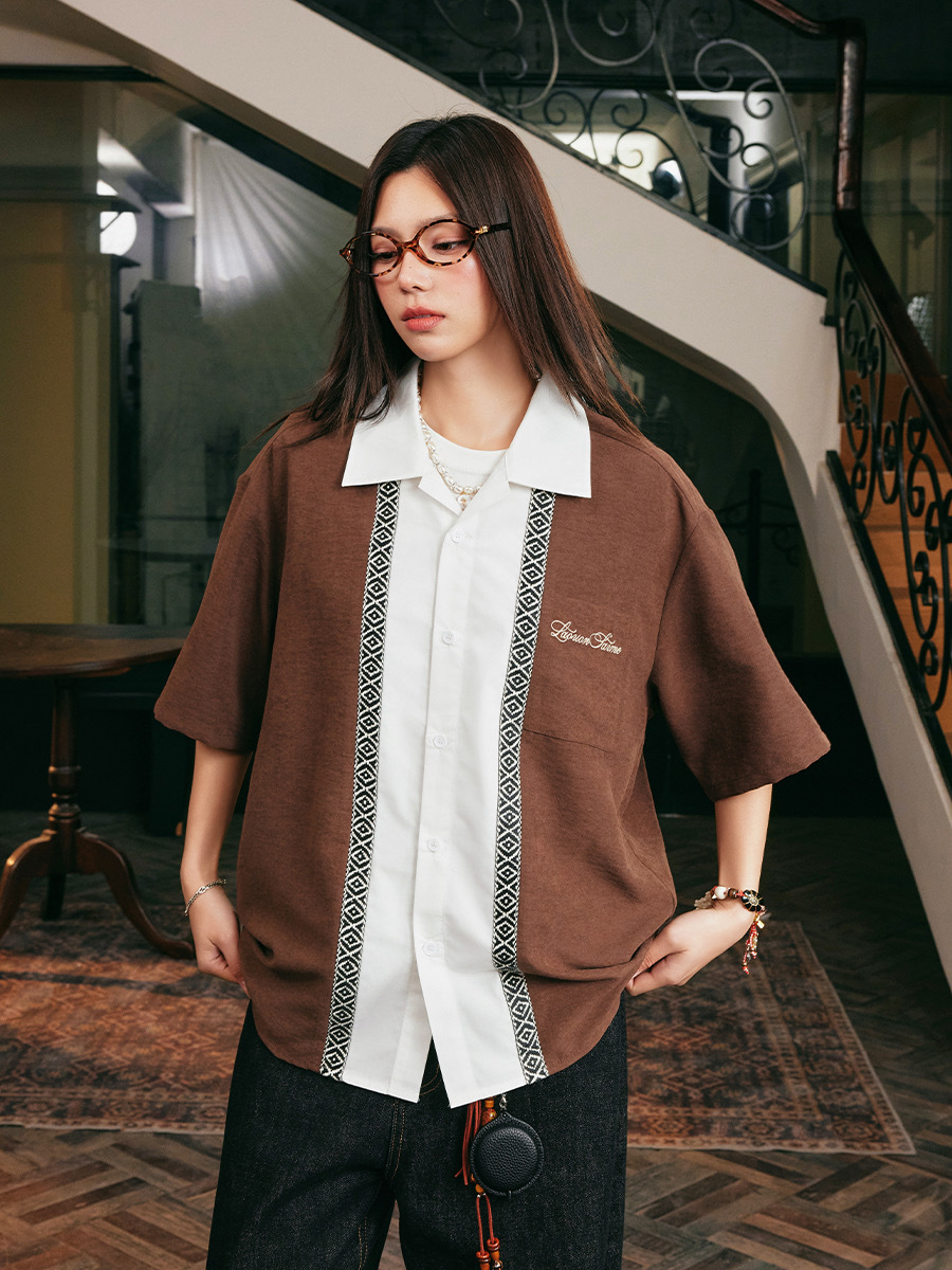 harsh and cruel 2025SS 老錢風 民族風編織刺繡 古巴領襯衫