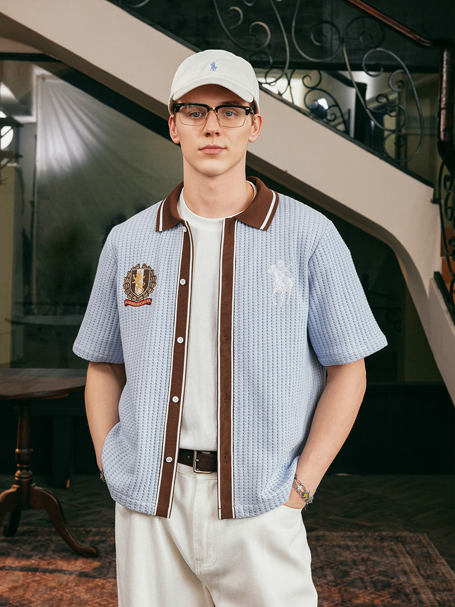 harsh and cruel 2025SS 老錢風 撞色編織 翻領短袖