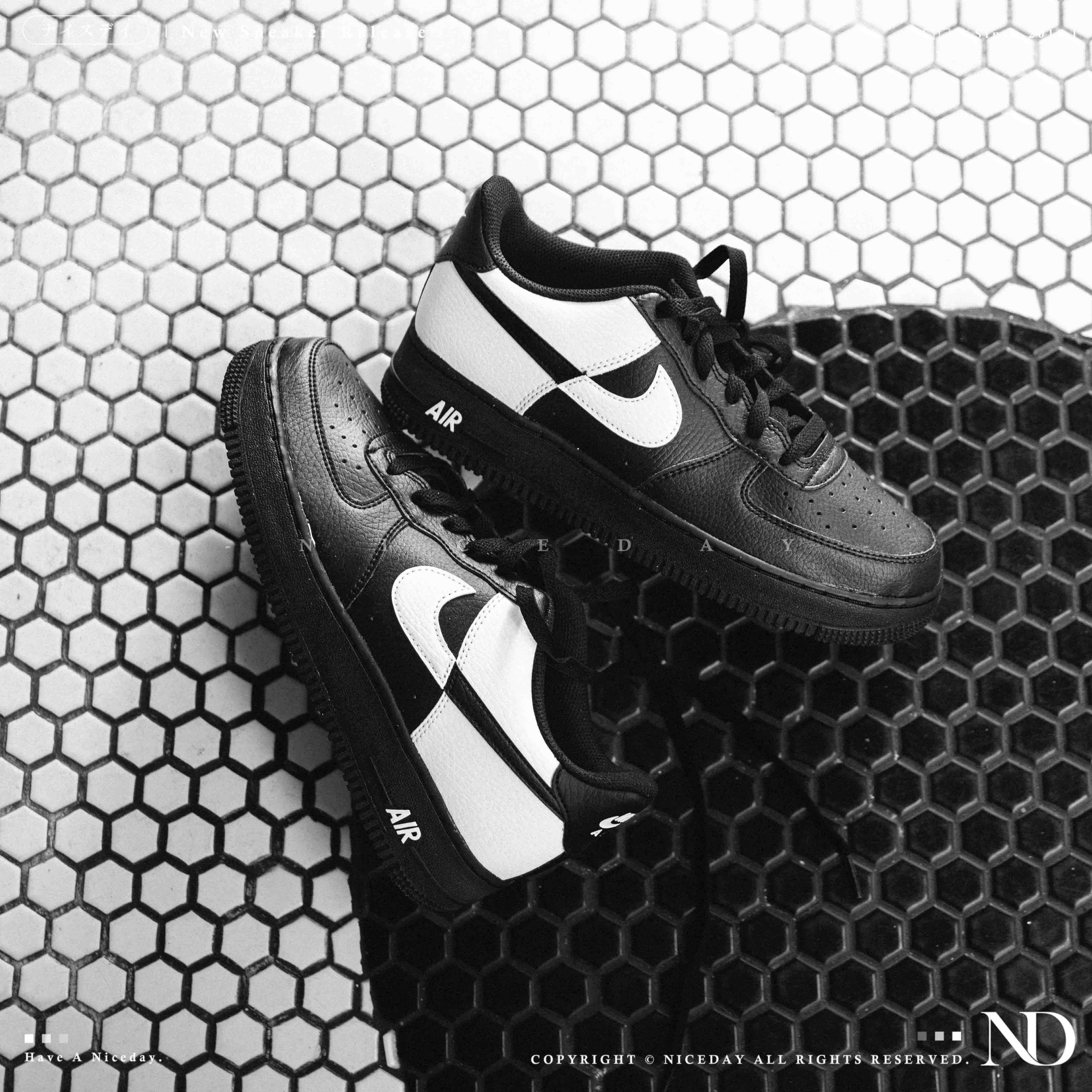 NICEDAY 現貨 Nike Air Force 1 NN GS 黑白 陰陽 拼接 荔枝皮 大童 HF9096-001