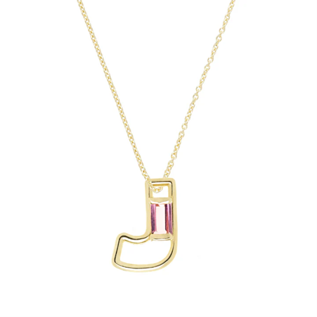 1AK0328-069 ALIITA Letra J Tourmaline Necklace Yellow Gold #NRPUHJ0013YG09K (A-EU-E)