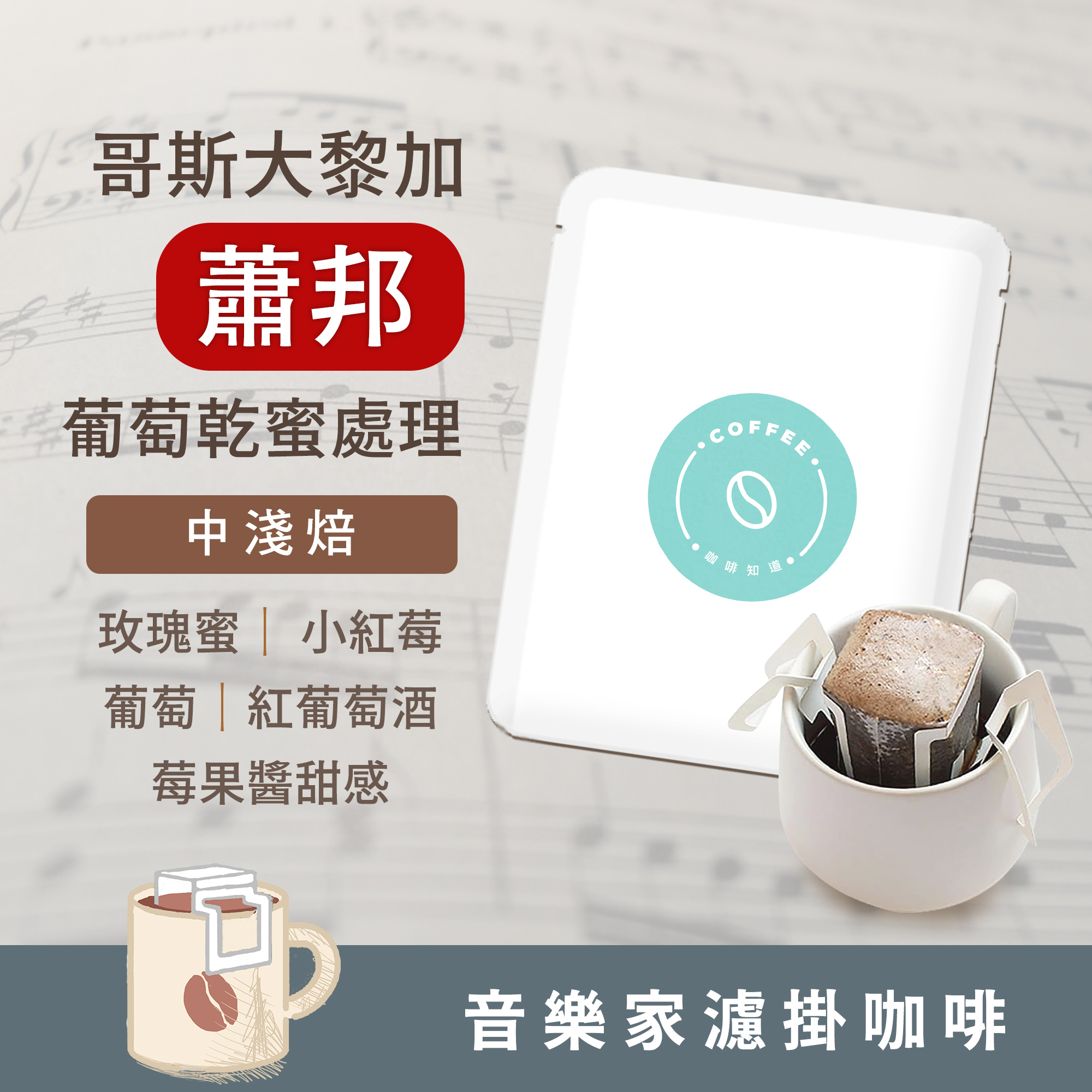 濾掛10入 / 中淺焙 哥斯大黎加 音樂家系列 蕭邦 葡萄乾蜜處理