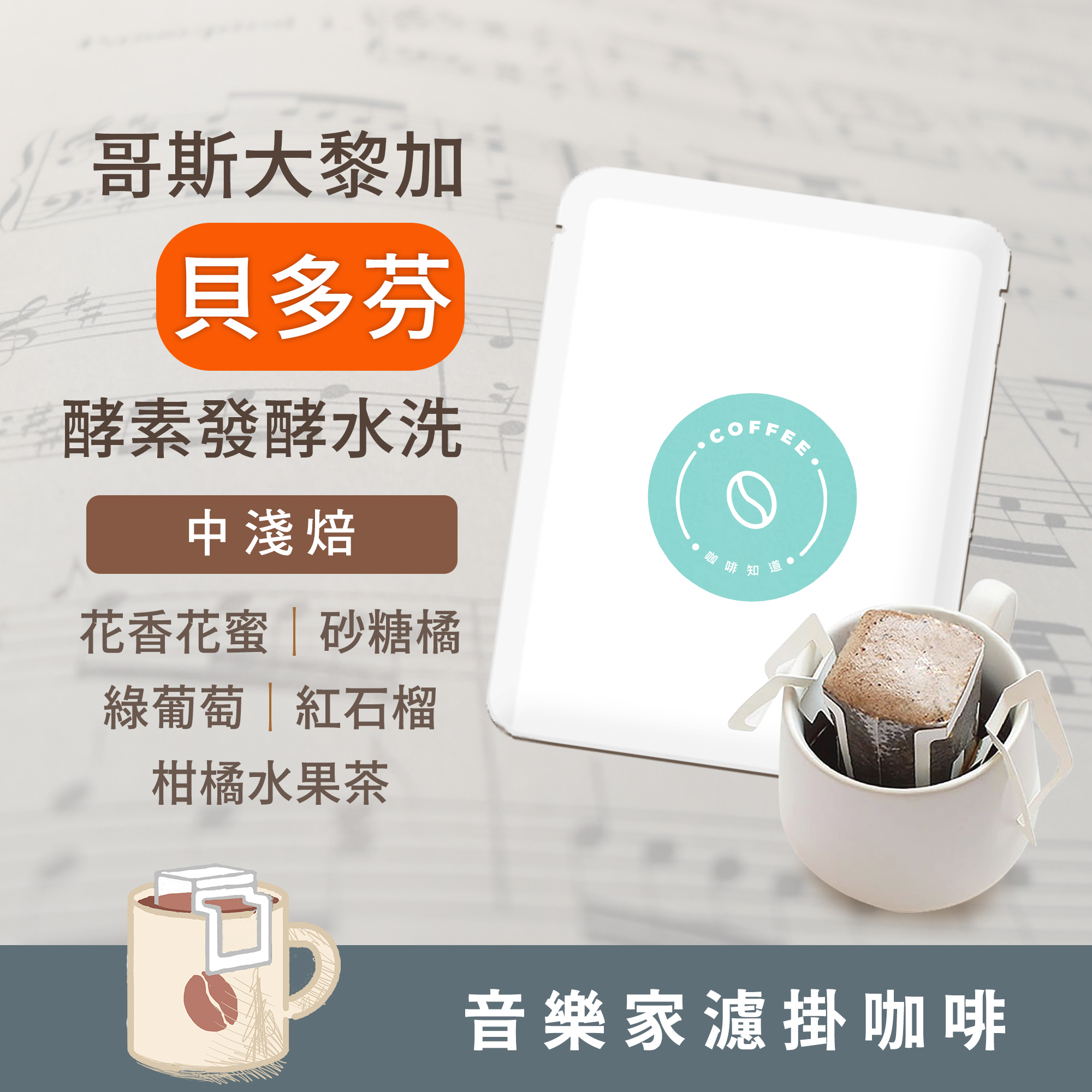 濾掛10入 / 中淺焙 哥斯大黎加 音樂家系列 貝多芬 酵素水洗