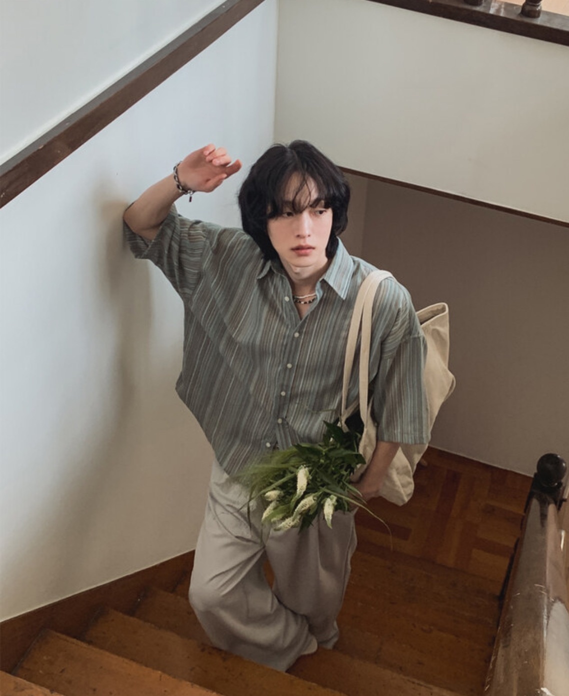 鄉村復古直條紋襯衫