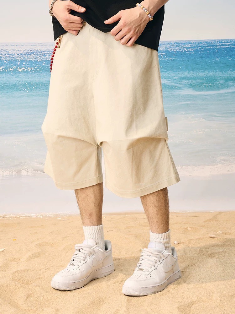 Harsh and Cruel 中性摩登 闊形立體打褶 傘兵七分工裝褲 HA251130059