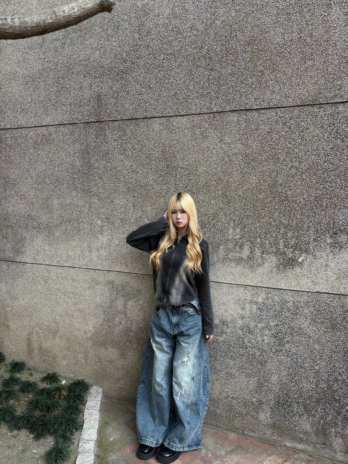 (GOAL) BANGOULUD 刷破 水洗刷黃 彎刀褲1053