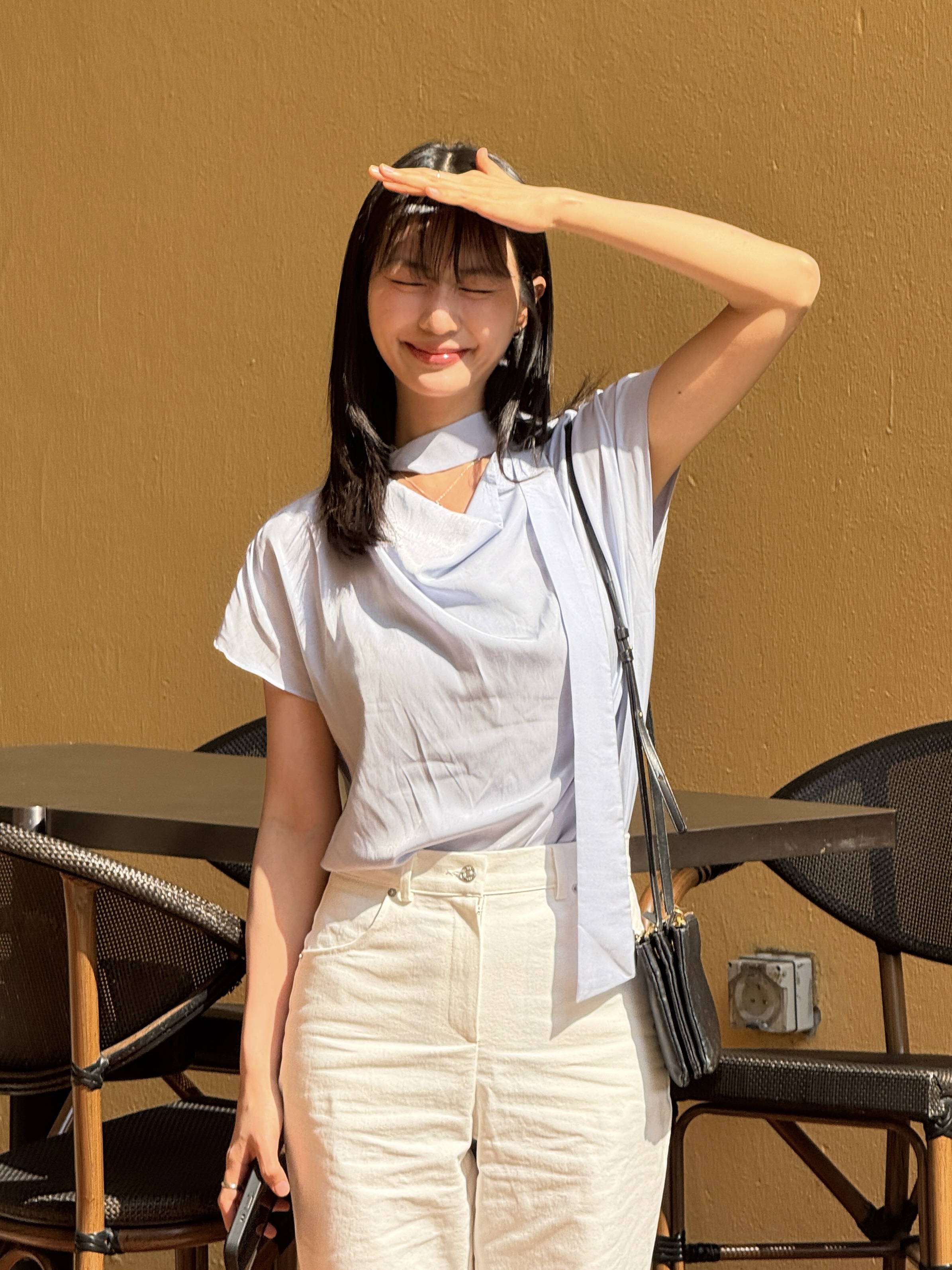 (訂購)氣質雪紡掛帶上衣 T3205 (粉藍/黑/白)