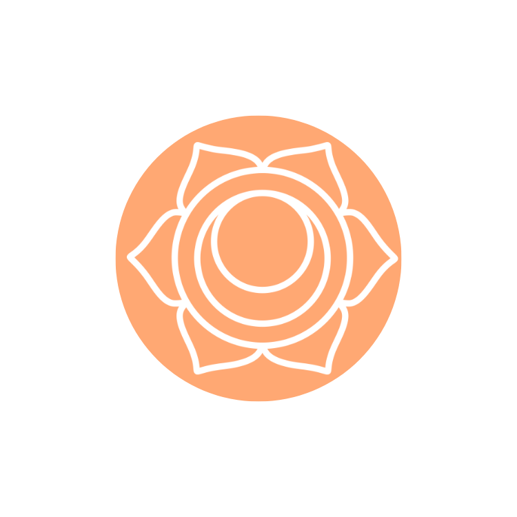 生殖輪（Svadhisthana Chakra）代表創造力、激情與情感平衡，圖案通常為橙色的六瓣蓮花，中央有新月形符號，象徵水元素與生命能量的流動。
