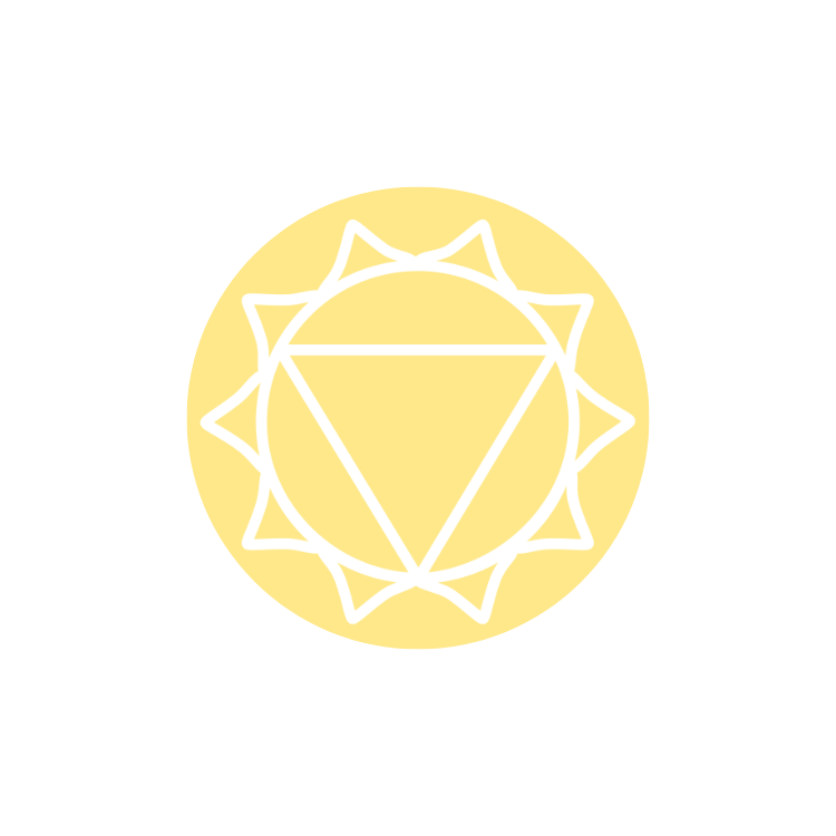 太陽輪（Manipura Chakra）代表個人力量、自信與內在驅動力，圖案通常為黃色的十瓣蓮花，中央有倒三角形，象徵火元素與轉化能量的力量。