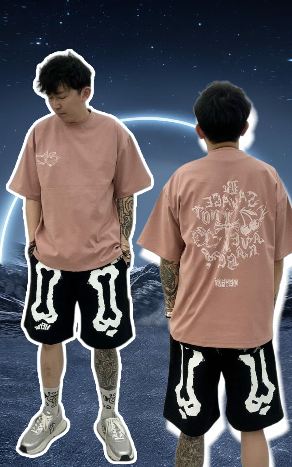 韓國連線 骨頭圖案短褲（K3 M524）