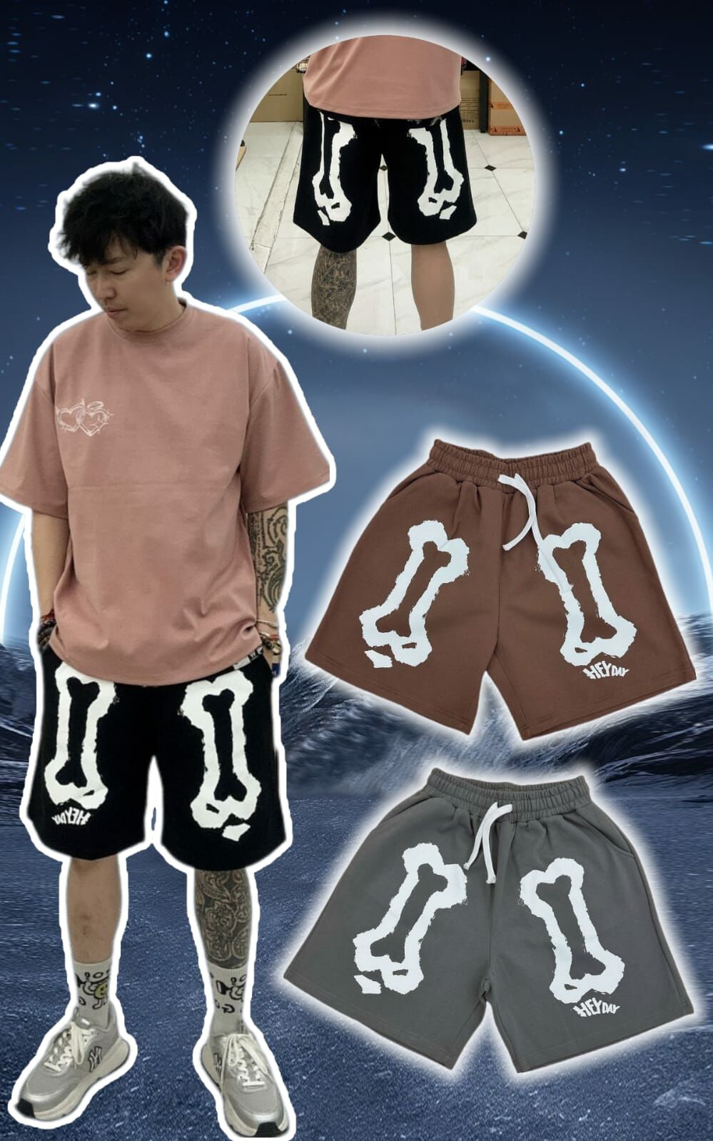 韓國連線 骨頭圖案短褲（K3 M524）