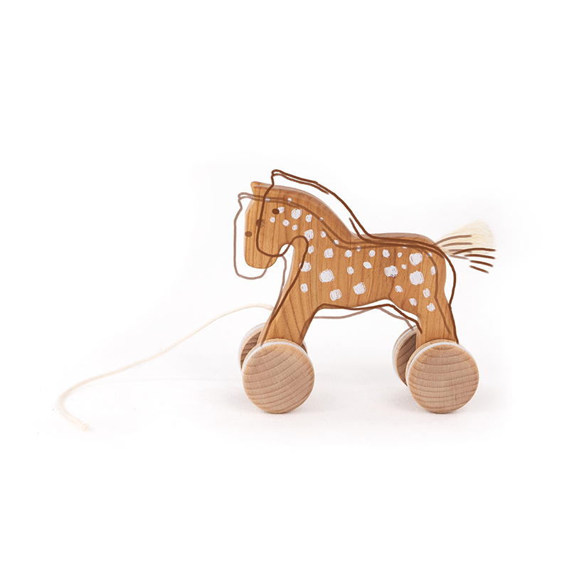 BAJO 動物系列-拖拉跳跳小馬拉繩玩具