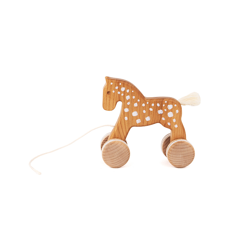 BAJO 動物系列-拖拉跳跳小馬拉繩玩具