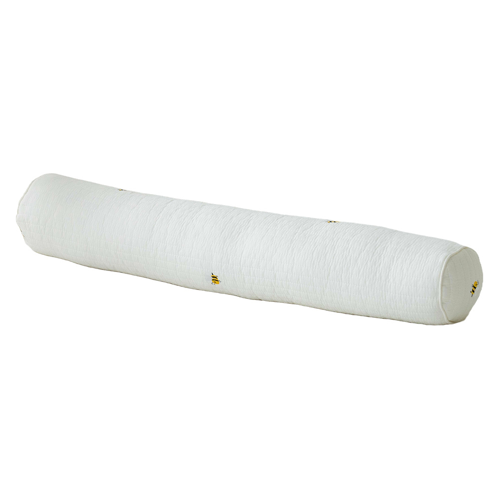 lolbaby韓國 防側翻安全感長條抱枕刺繡款｜蜜蜂白