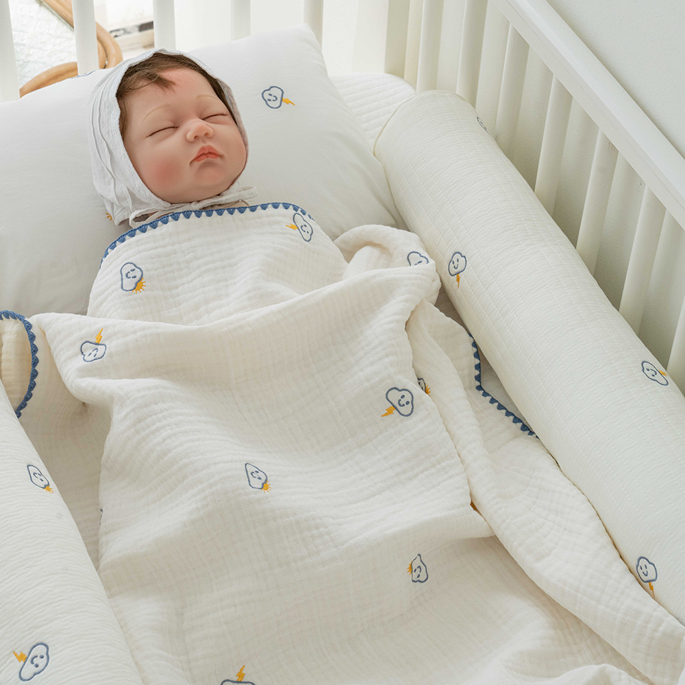 lolbaby韓國 防側翻安全感長條抱枕刺繡款｜雲朵白