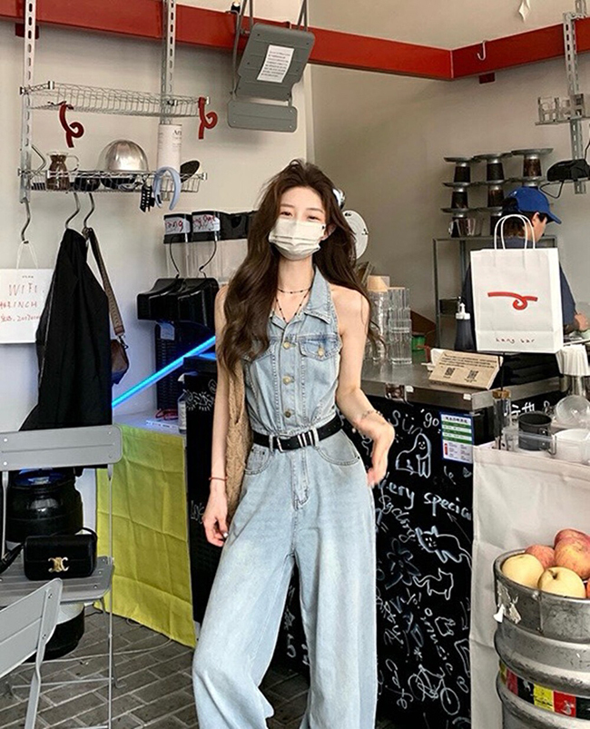 牛仔背心連身褲