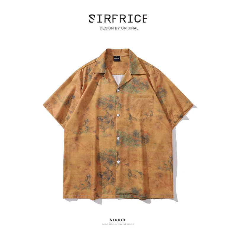 花襯衫 古巴領 復古 古畫