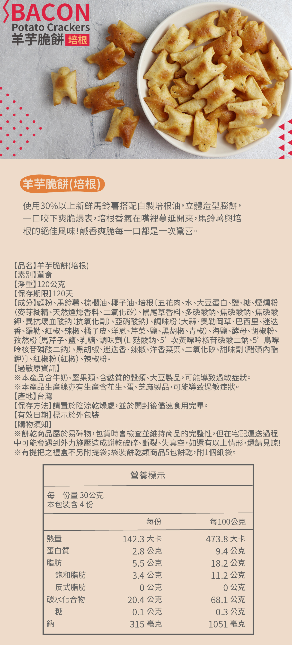 福義軒羊芋脆餅(培根)