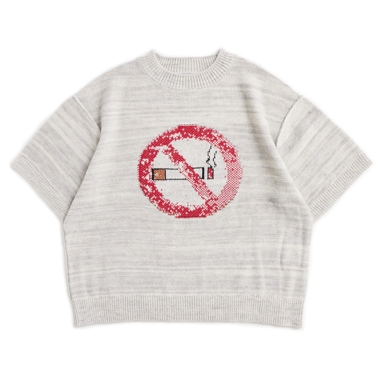 Non-Smoking Here Short-sleeves Knit Top Gray