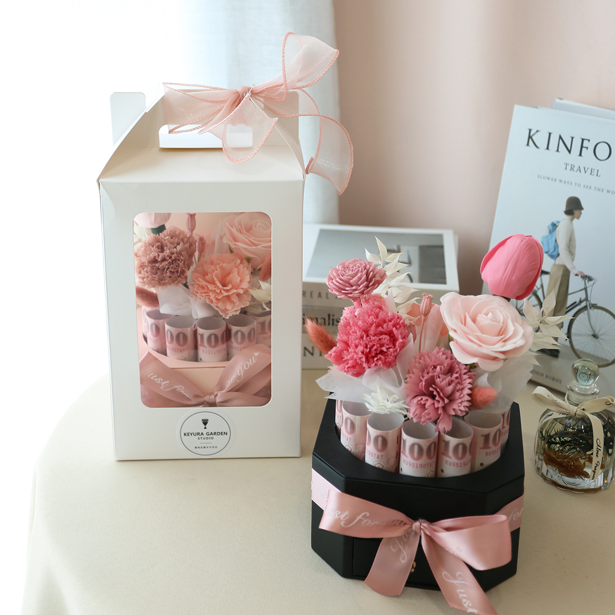 T28｜康乃馨有錢花禮物盒