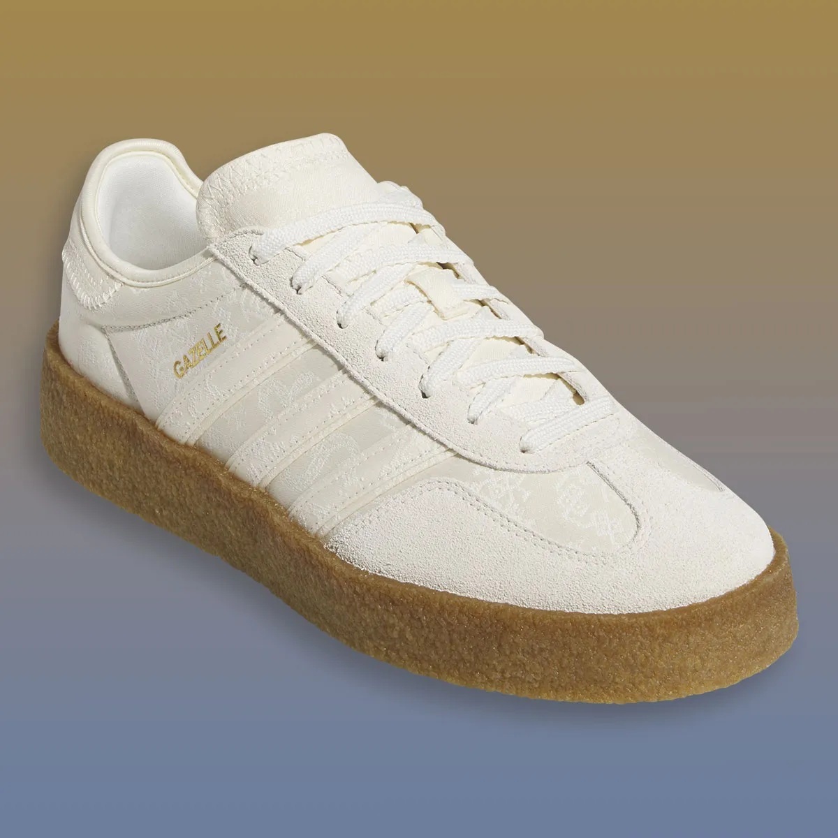 聯名款 Clot x Adidas Originals Gazelle " Crepe Sole Pack Cream White " 白絲綢 牛奶糖生膠底 男女同款 復古休閒鞋 JR5410