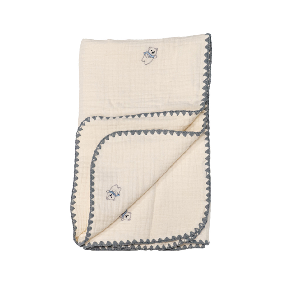 lolbaby韓國 100%天然植物棉六層紗蓋毯M｜北極熊白
