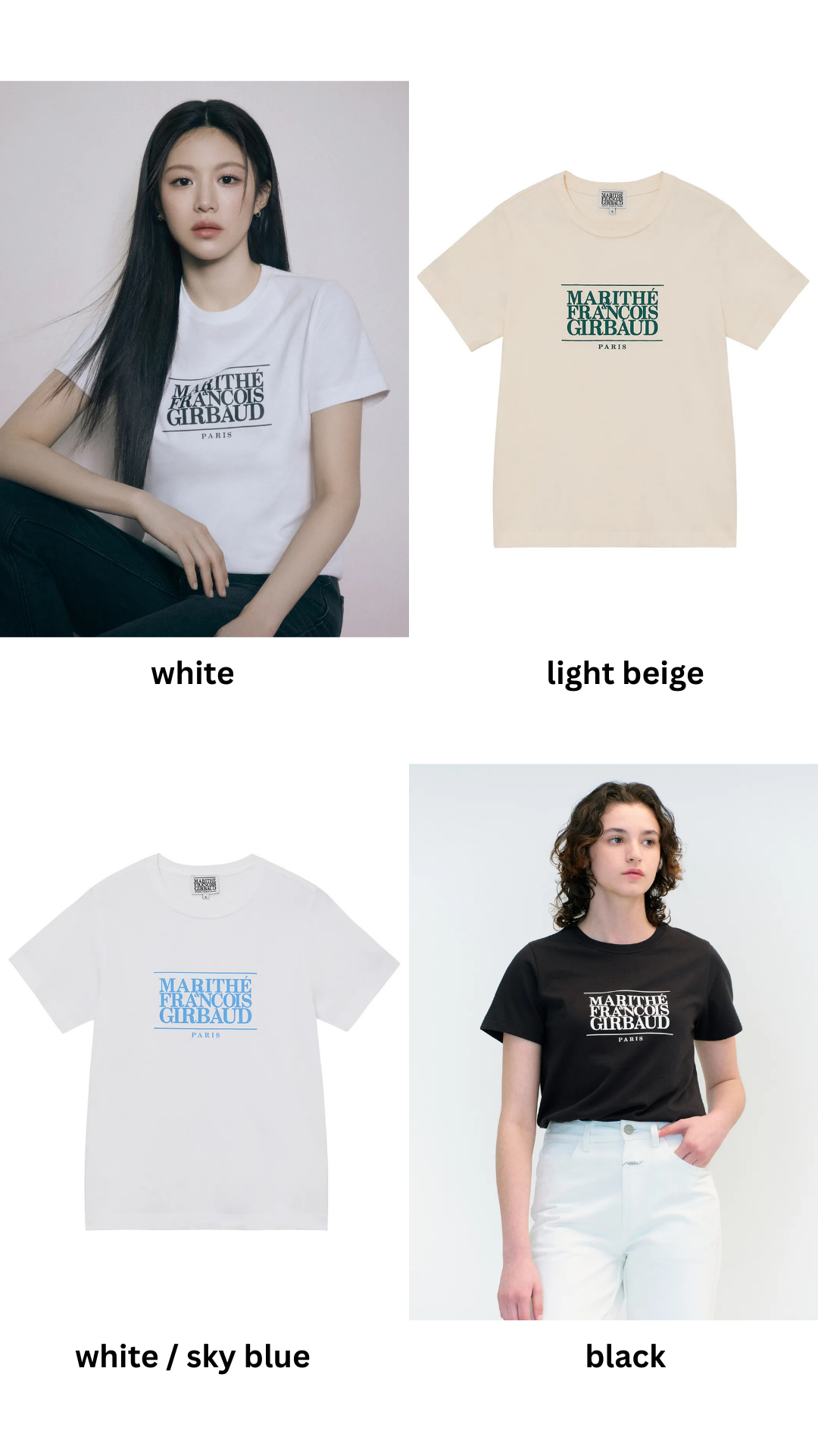 ★Marithe + Francois Girbaud★ W CLASSIC LOGO TEE white sky W CLASSIC LOGO TEE white/sky blue - MARITHÉ+FRANҪOIS GIRBAUD
